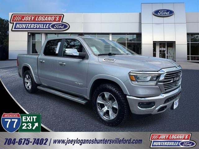 2019 RAM 1500 Laramie in Billet Silver Metallic Clearcoat — front three-quarter view