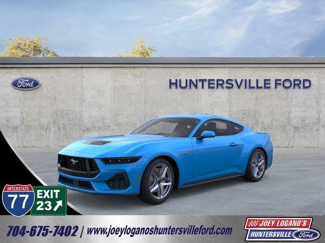 2026 Ford Mustang GT Premium in Grabber Blue Metallic — front three-quarter view
