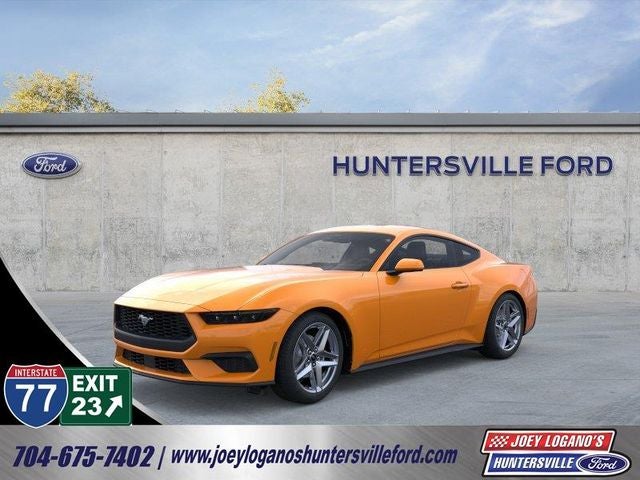 2026 Ford Mustang EcoBoost in Orange Fury Metallic Tri-Coat — front three-quarter view