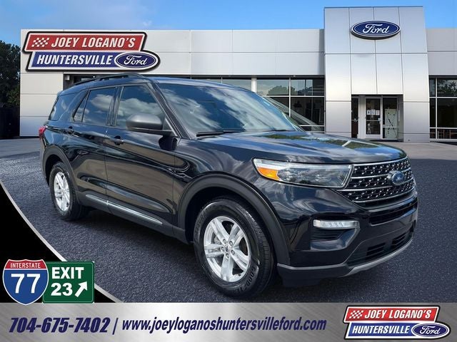 2020 Ford Explorer XLT in Agate Black Metallic — front three-quarter view