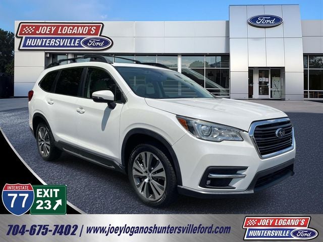 2019 Subaru Ascent Limited in Crystal White Pearl — front three-quarter view