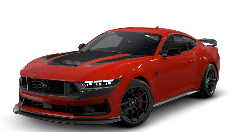2026 Ford Mustang Dark Horse in Race Red — front three-quarter view