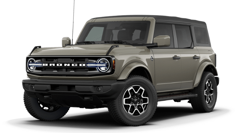 2026 Ford Bronco Outer Banks in Marsh Gray — front three-quarter view