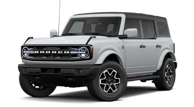 2026 Ford Bronco Outer Banks in Avalanche Gray — front three-quarter view
