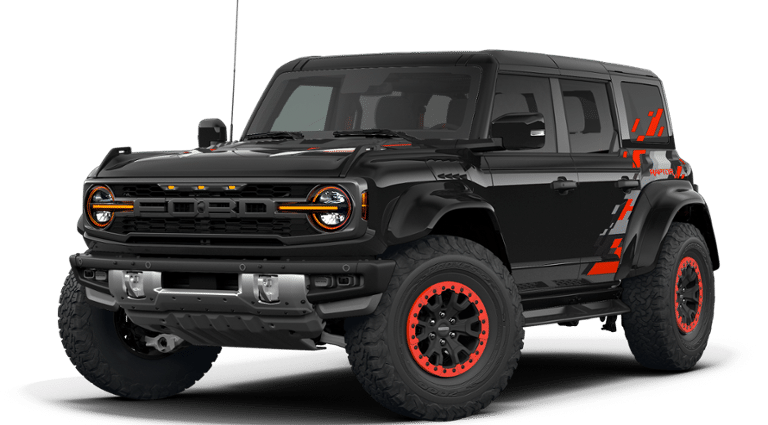 2026 Ford Bronco Raptor in Shadow Black — front three-quarter view