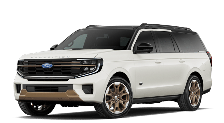 2027 Ford Expedition Max King Ranch in Star White Metallic Tri-Coat — front three-quarter view