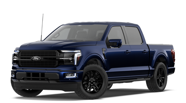 2026 Ford F-150 Platinum in Antimatter Blue Metallic — front three-quarter view