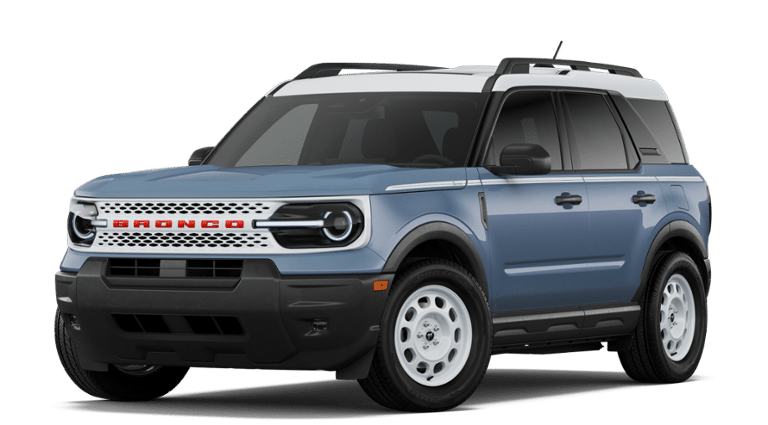 2026 Ford Bronco Sport Heritage in Azure Gray Metallic Tri-Coat — front three-quarter view